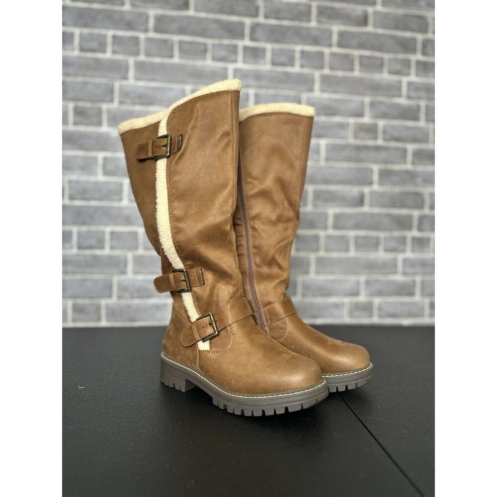 Cliffs by White Mountain Women's Merritt Tall Boots Brown Size 6.5 W/Wide Calf